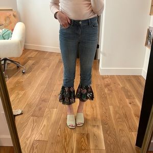 Anthro floral flare pants